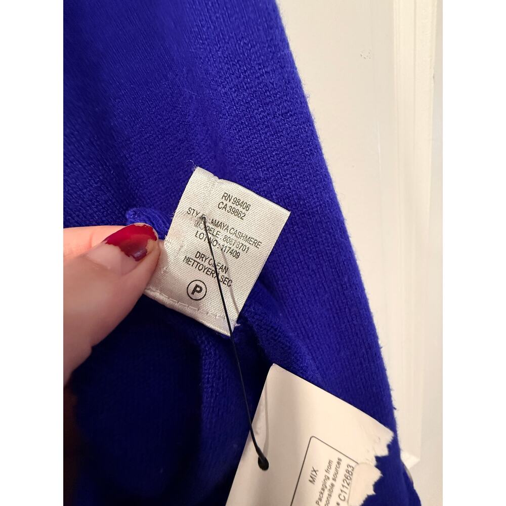 Theory M 100% Cashmere Long Button Front Cardigan Sweater $535 Bright Royal Blue - Picture 8 of 8